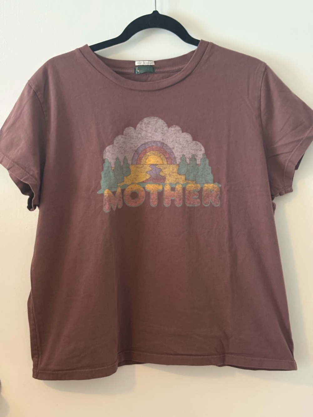 Vintage-Inspired 'Mother' Graphic Tee - Mauve Brown MOTHER brand size XL